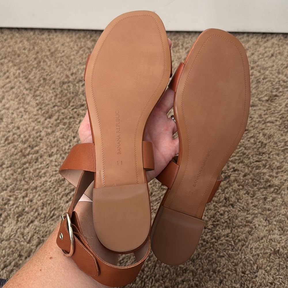 Banana Republic Belt Strap Sandal in Cognac Brown Leather - Picture 7 of 11